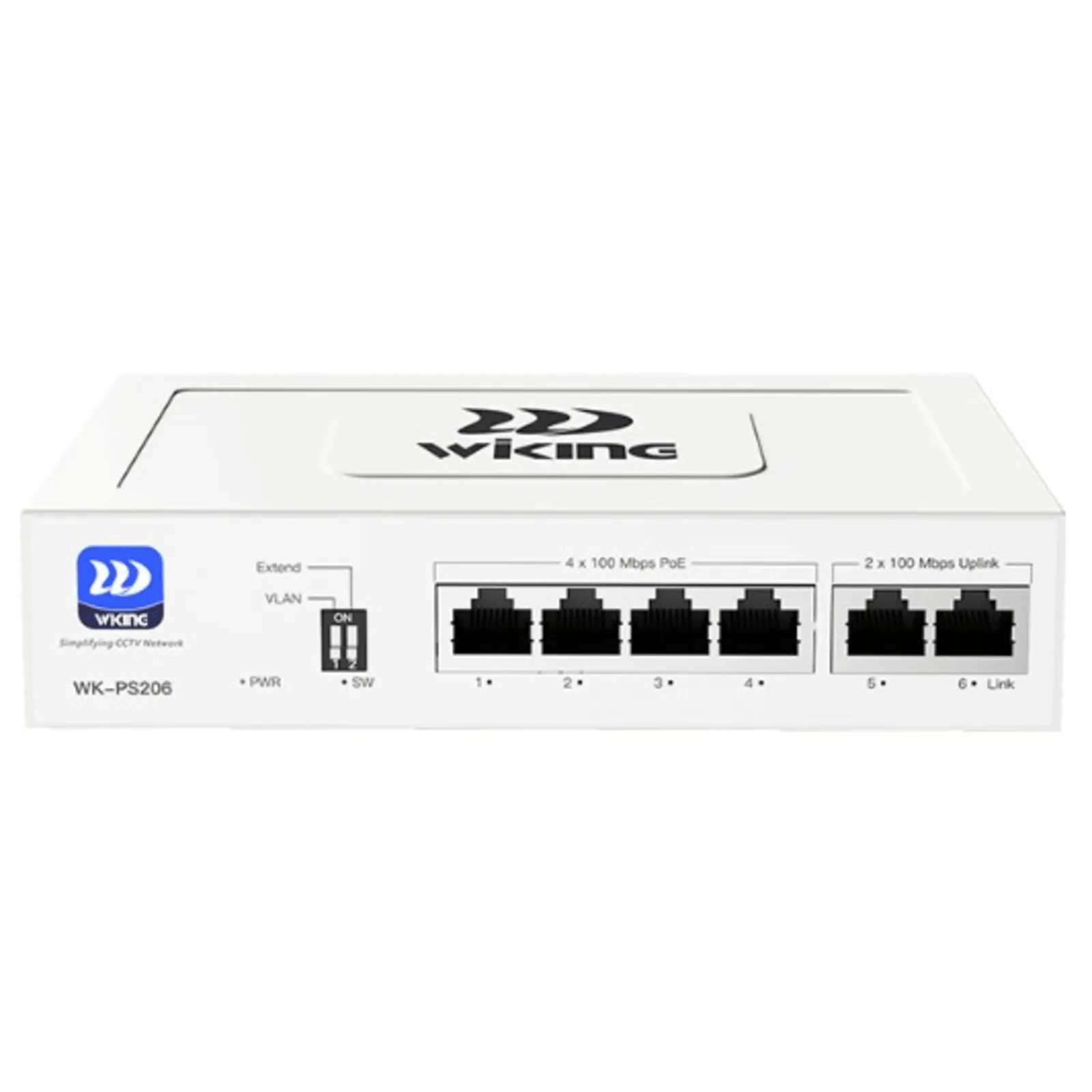 Switch no administrable PoE / Con 4 puertos 10/100 Mbps PoE af/at / 2 Puertos Uplink 10/100 MBPS / Presupuesto 45 W / PoE hasta 250 metros
