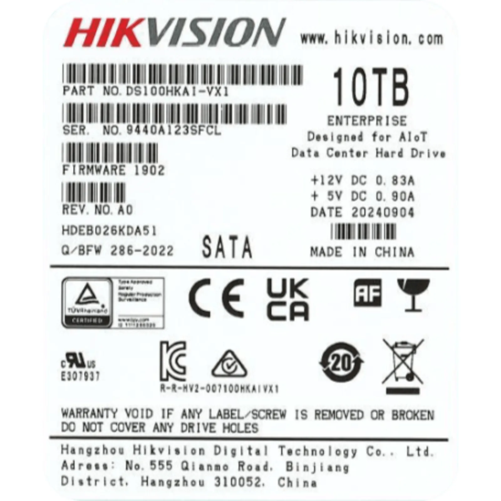 Disco Duro Enterprise / 10 TB / SATA 6 Gbit/s / 7200 rpm / Caché 256 MB / Diseñado para Operación 24/7