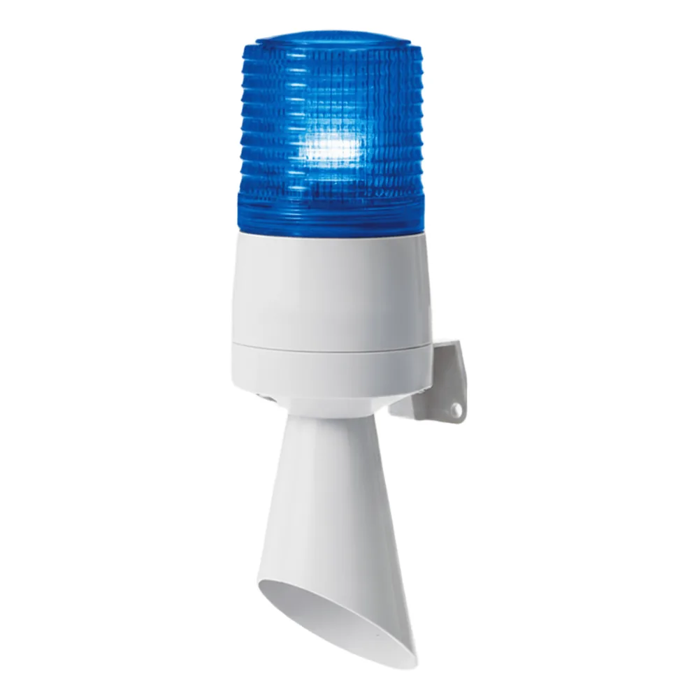 Luz LED con patrones de destello fijo y destellante con buzzer incorporado de alto volumen Máx. 95 dB color Azul 24 VCD