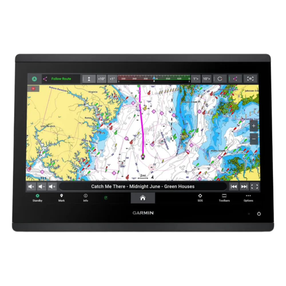 Plotter de Navegación GPSMAP 1623xsv / Pantalla Táctil IPS 15.6" Full HD / Salida de sonda CHIRP 1 kW con ClearVü y SideVü / Compatibilidad LiveScope y Panoptix / Conectividad NMEA 2000 y 0183 / IPX7 Resistente al Agua / Dual