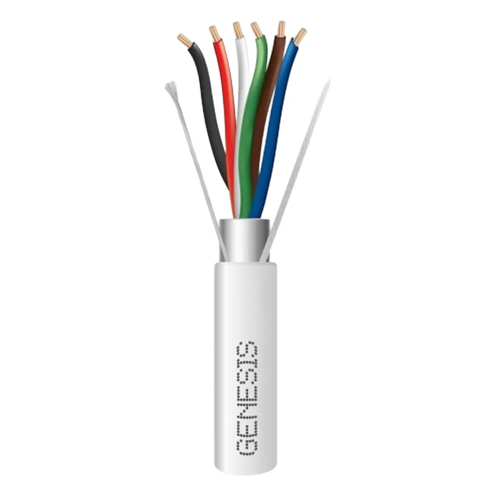 Bobina de 305 m (1000 ft) / Cable para Alarma 6x22 AWG / Blindado / Riser / Blanco