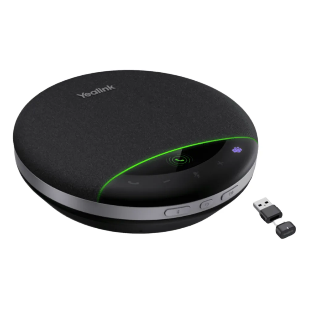 Yealink SP96, altavoz portátil con micrófono integrado, Bluetooth 5.3 con adaptador USB-C/A, alcance de captación de voz de 5 m, 26 horas de conversación, cancelación de ruido con IA.