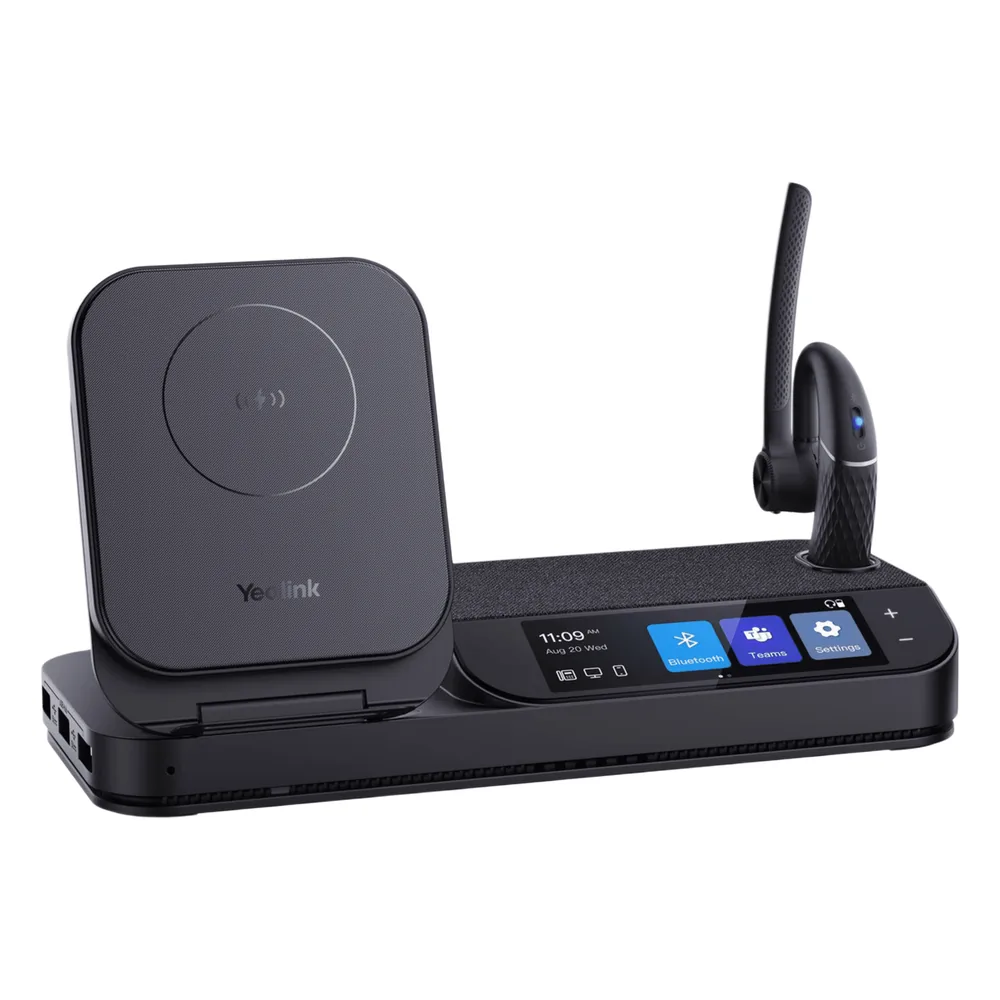 Auriculares Yealink BH71 Workstation Mono con pantalla táctil de 3"/Bluetooth 5.3/Cancelación de ruido con 4 micrófonos/Hub USB/Carga inalámbrica para dispositivos móviles