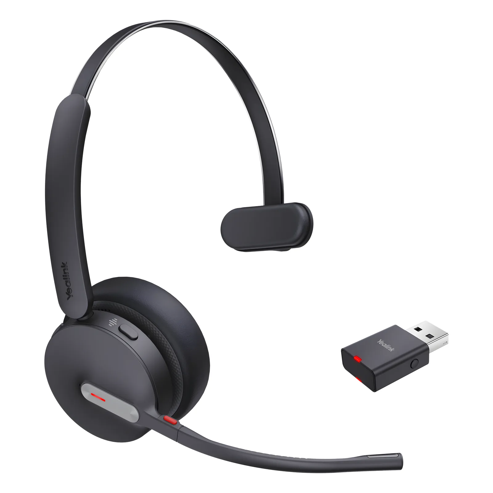 Auriculares Yealink WH64 Hybrid Mono UC/Adaptador DECT y auriculares Bluetooth integrados/Cancelación de ruido con 3 micrófonos/Hasta 32 horas de conversación