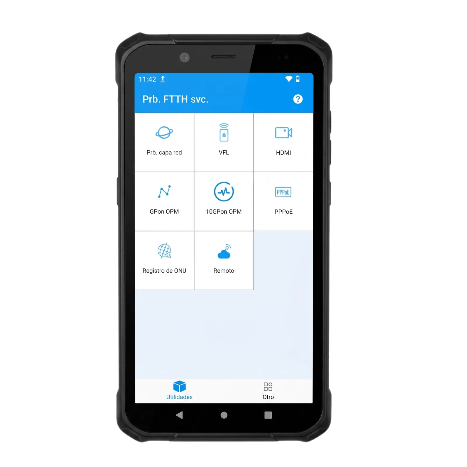 PDA Profesional Todo-en-Uno para Redes de Fibra Óptica / 2 Puertos 2.5GB / Función VFL 10mW / Función OPM / WiFi 6 / Puerto HDMI / Protección IP65