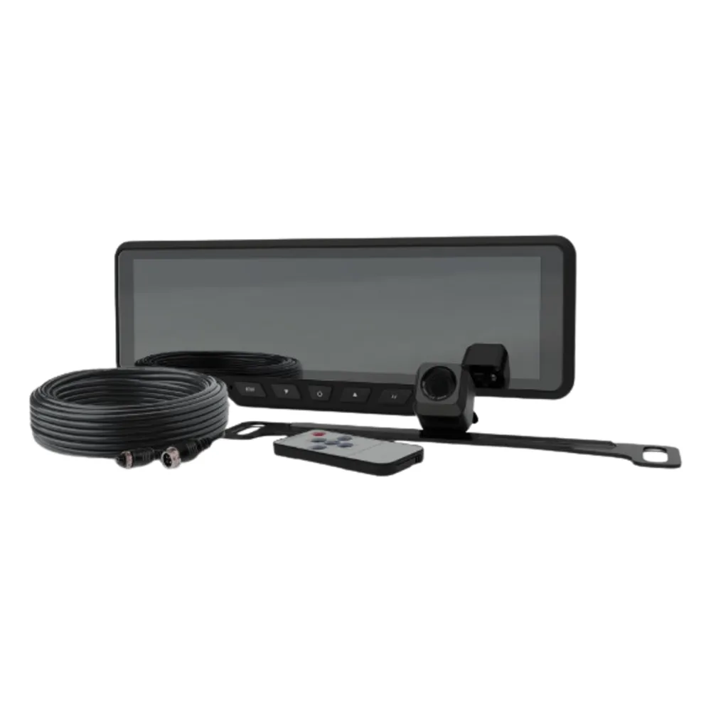 Sistema alambrico de reversa con camara y monitor de 9 pulgadas, Incluye cámara para placa de 170°