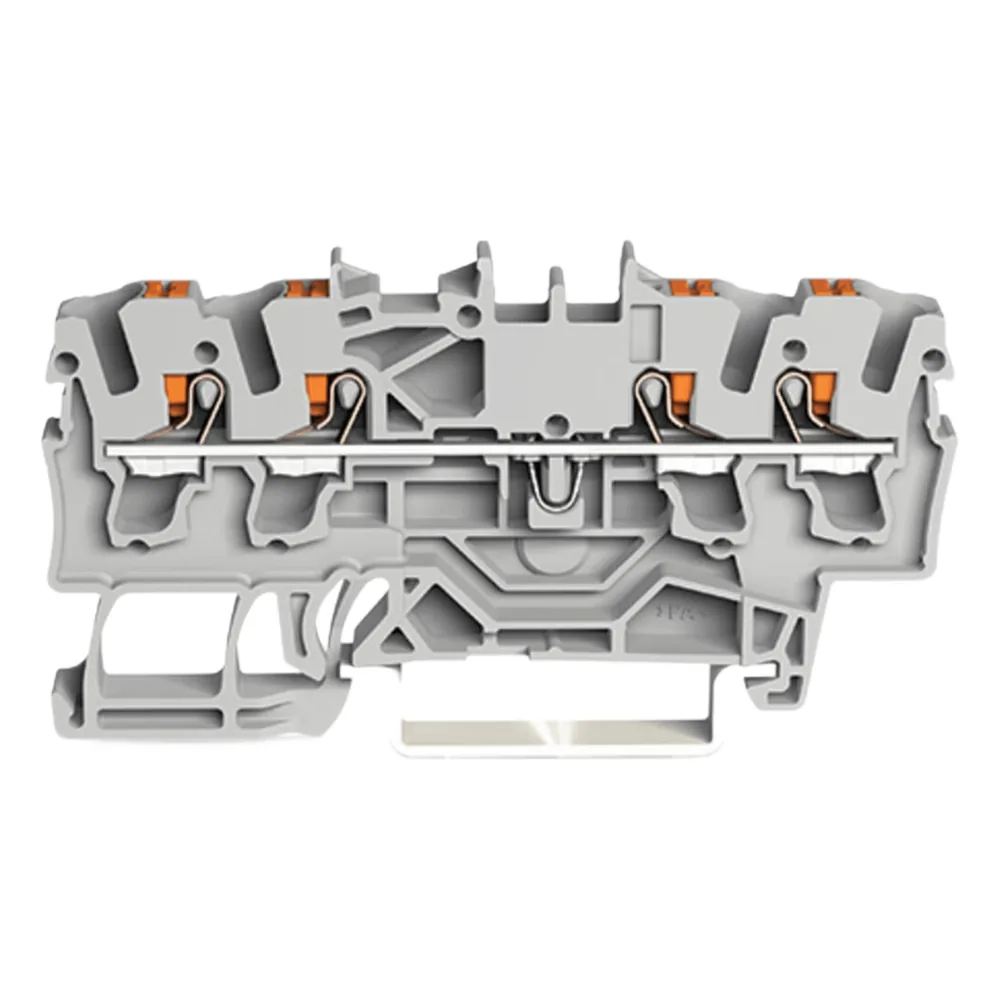 Borna de Paso / 4 Conductores / Push-in CAGE CLAMP® / 2.5 mm² / Tecla Accionamiento / Carril DIN 35x15 y 35x7.5 / Ex eb IIC Gb / Color Gris