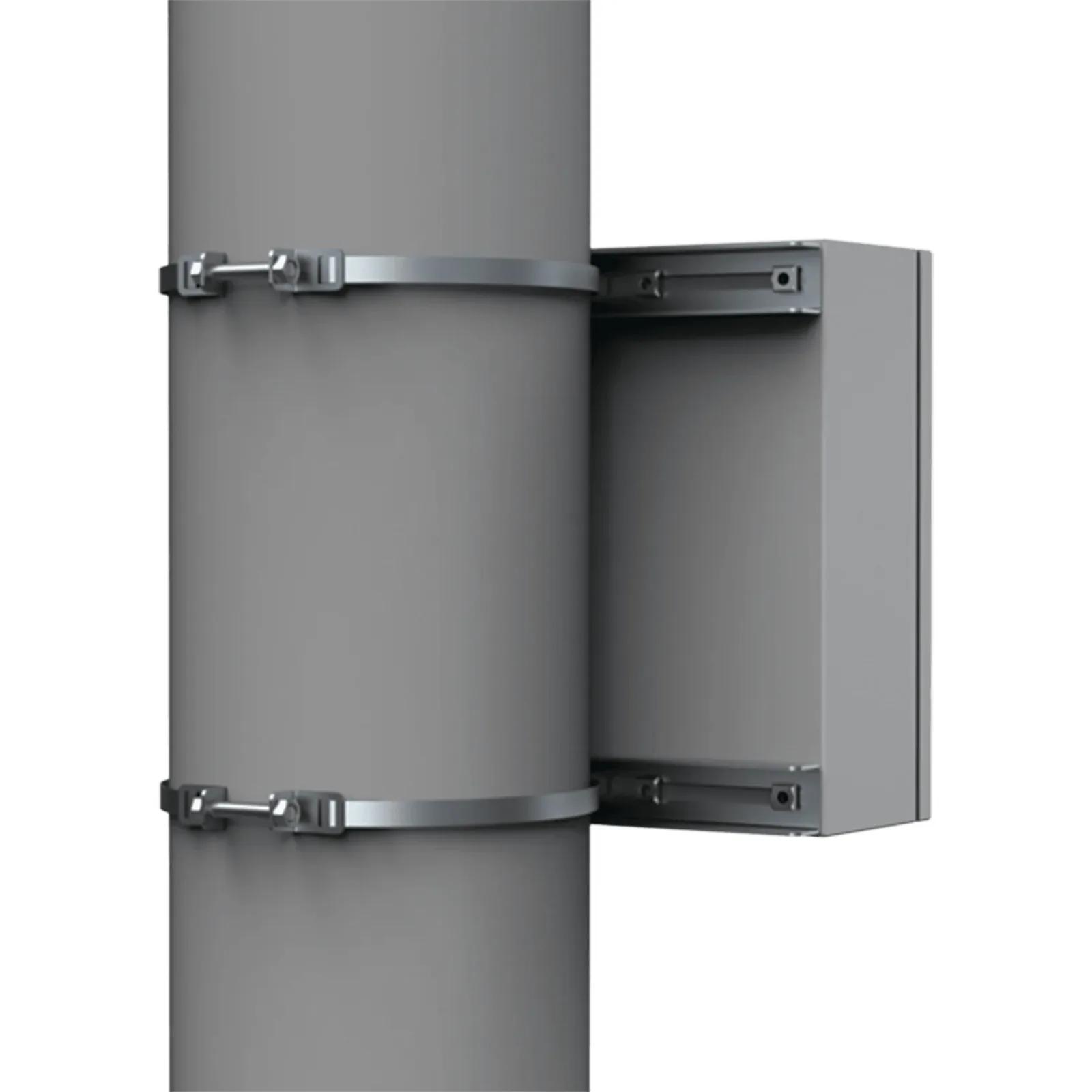 Kit de Fijación para Postes / Enclosure Pole Fixation / Acero Galvanizado / Carga Máxima 900 N / Diámetro Poste 80-250 mm (3.15-9.84 in) / 2 Perfiles + Accesorios / Largo 596 mm