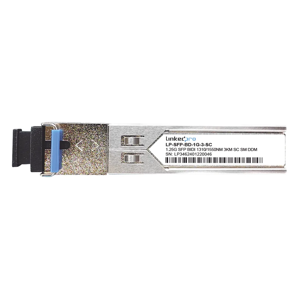 Transceptores Ópticos Bidireccionales SFP (Mini-Gbic) / Monomodo 1310 & 1550 nm / 1.25 Gbps / 1000BASE-BX / Conector SC/UPC Simplex / DDM / Hasta 3 km / 2 Piezas