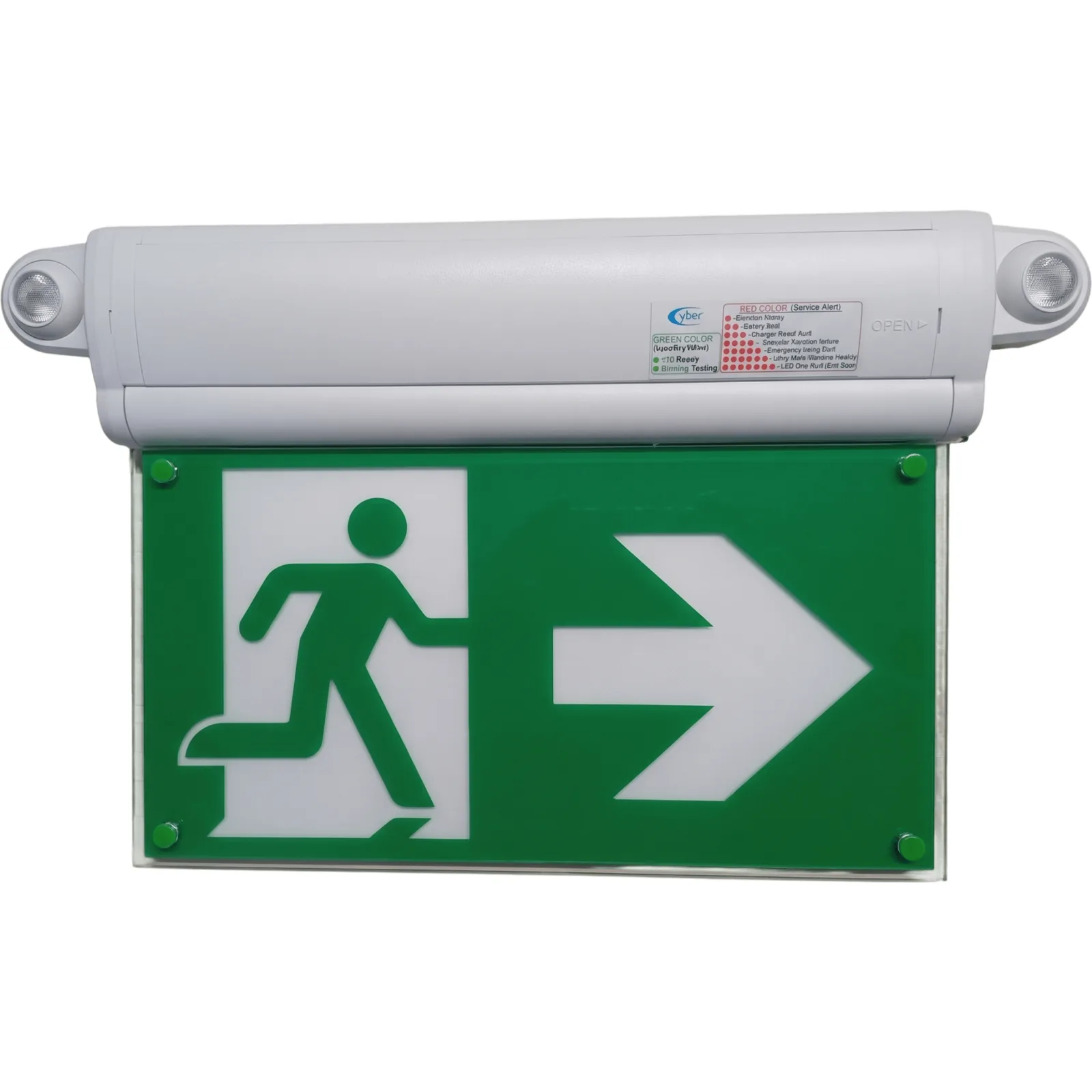 Letrero de Salida con Luz de Emergencia / Borde Iluminado con LEDs Blancos / Pictograma Intercambiable / Montaje Pared-Techo-Lateral / 2 Horas Autonomía