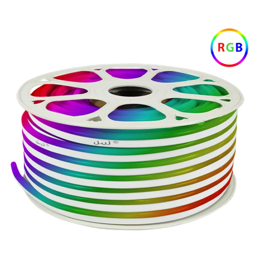 Manguera Luminosa LED Neón RGB / 50 Metros / IP65 Interior-Exterior / Corte Cada 100 cm / 300W Máximo / 120° Ángulo de Luz / Libre de Mercurio