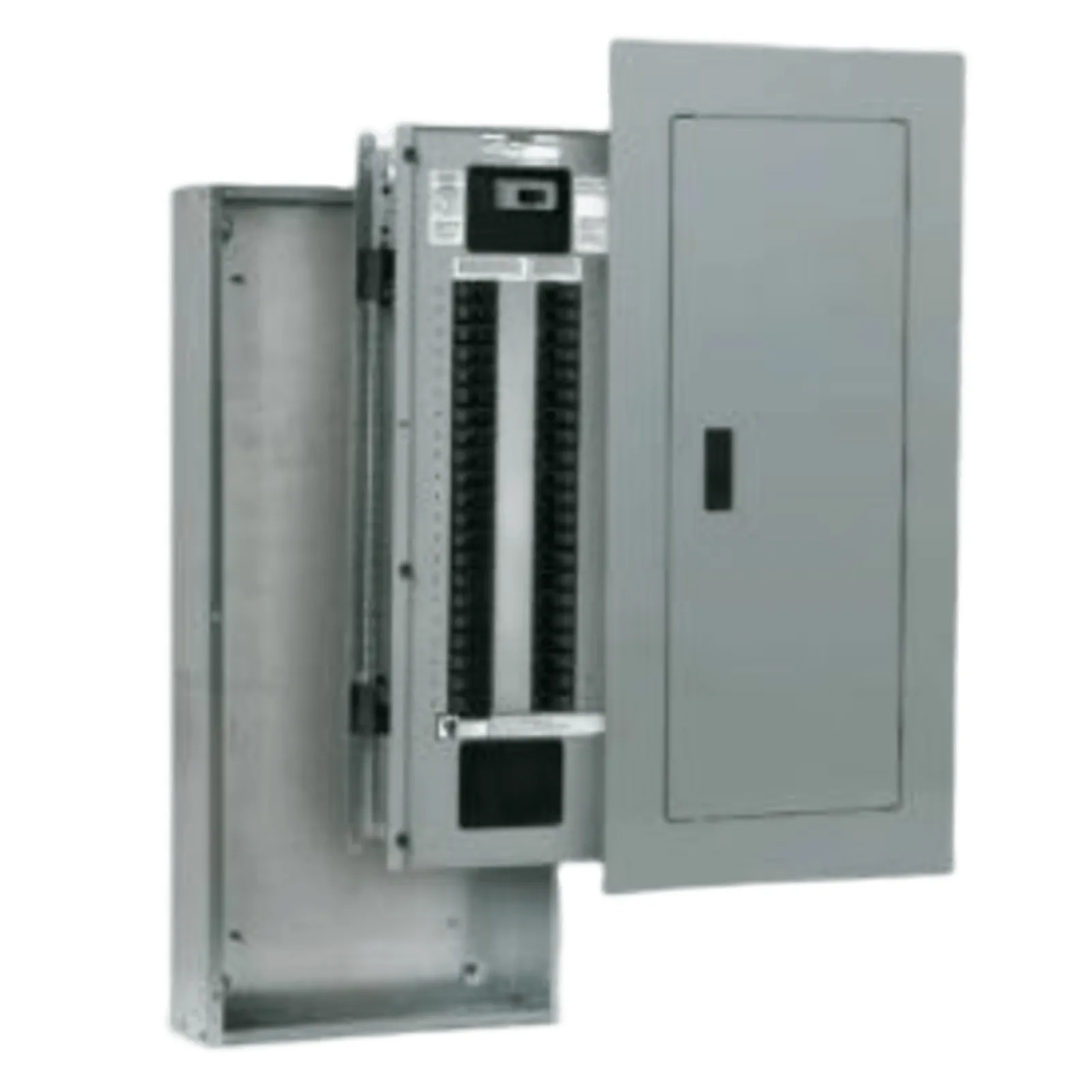 Tablero de alumbrado P1, 30 circuitos, Barras en aluminio 250 AMP, Frente de sobreponer, Sin zapatas principales.