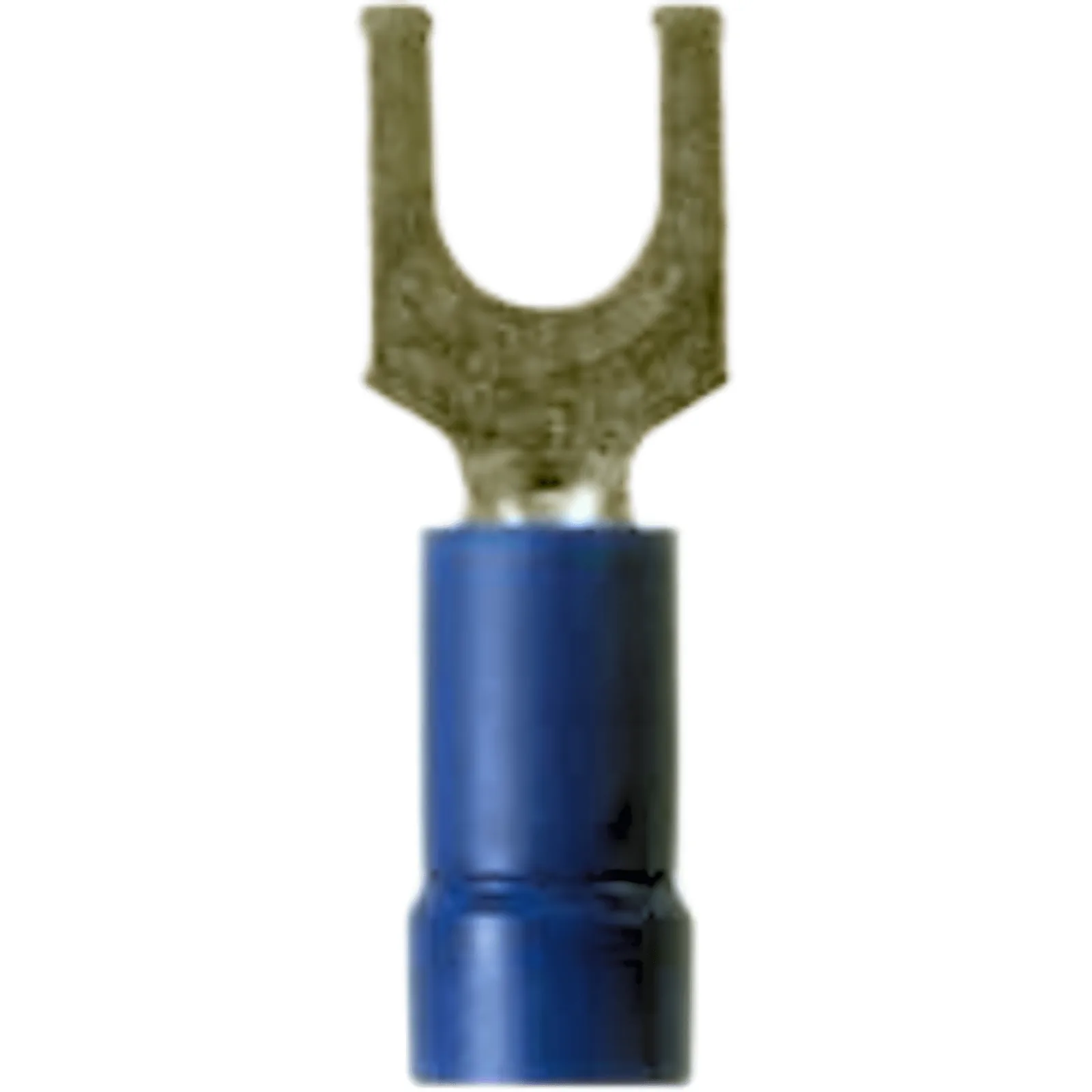 Terminal tipo espada PanTerm para calibre 14-16 Awg, tornillo prisionero #8, color azul. Paquete de 100pz