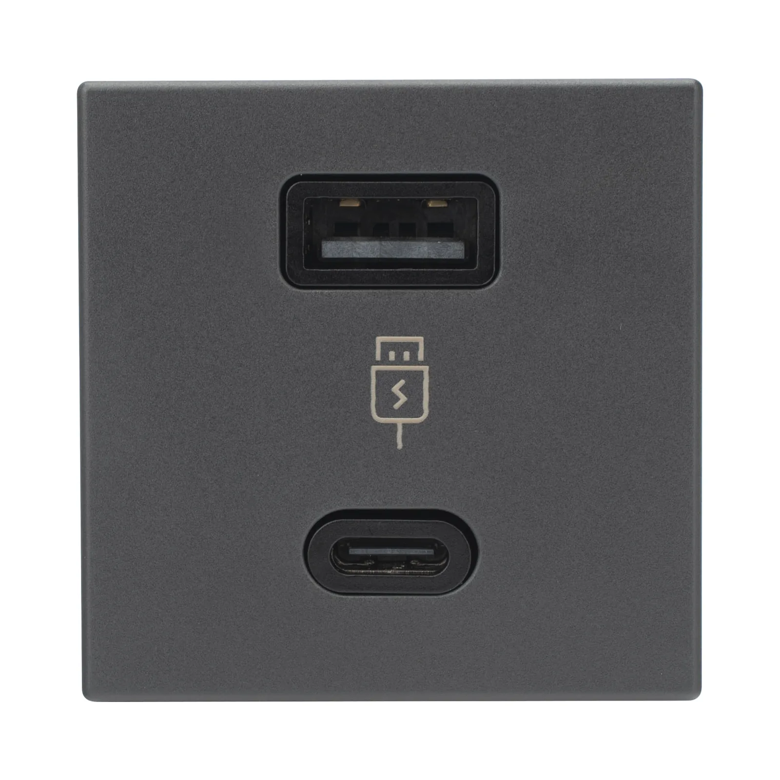 Módulo Doble USB Tipo A+C / Carga Rápida 30W / Color Negro / Compatible con Torres y Cajas Simon / Modelo: (K126F/14)