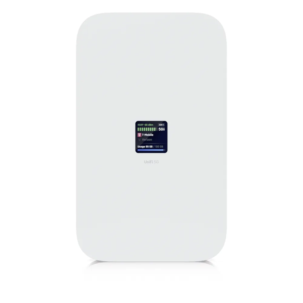 UniFi Módem 5G de Alto Rendimiento Hasta 3.4 Gbps para Implementaciones UniFi, Adopción Instantánea por Puerto PoE, Configuración Automática, Doble SIM/eSIM y Failover Inteligente
