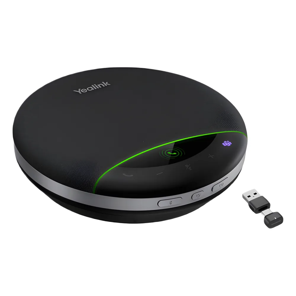 Yealink SP96, altavoz portátil con micrófono integrado, Bluetooth 5.3 con adaptador USB-C/A, alcance de captación de voz de 5 m, 26 horas de conversación, cancelación de ruido con IA.