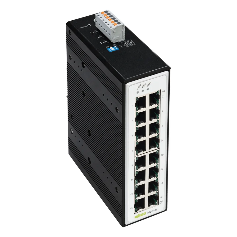 Switch Industrial Gigabit / 16 Puertos 1000Base-T / Alimentación Redundante 12-60V DC / -40°C a +70°C / IP30 / Carcasa Metálica / PROFINET CC-A