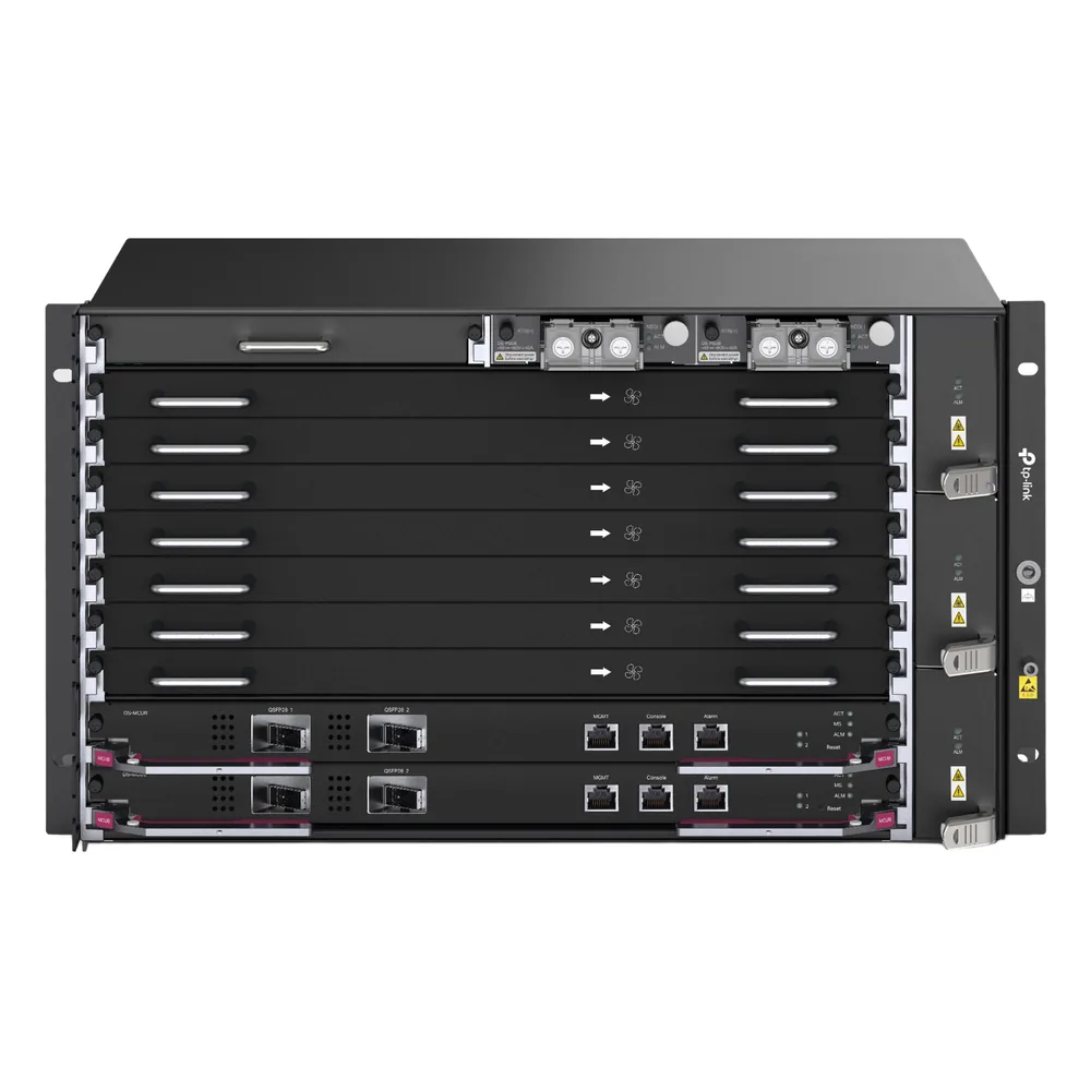 Chassis Optical Line Terminal (OLT) / 7 Slots de Servicio / 160 Gbit/s por Slot / GPON 2.5Gbps + XGS-PON 10Gbps / Gestión Centralizada DPMS / 1:256 Split Ratio / Dual Main Control Redundante / L2+L3 Avanzado
