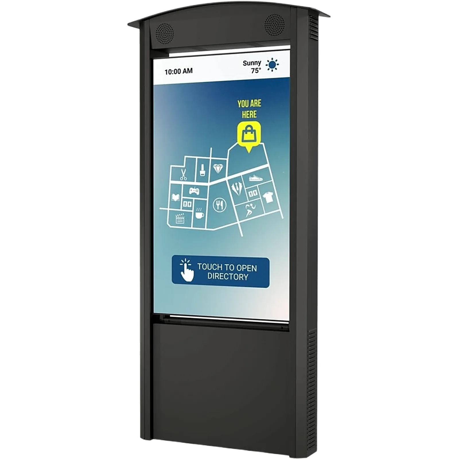 Kiosko Vertical de 55" Xtreme High Bright Outdoor Display / Full HD 1080p / IP66 Display + IP55 Cabinet / Acero Inoxidable y Aluminio / Resistente a Vientos 135 mph / Opción Parlantes 100W / Touch IR 10 Puntos Opcional
