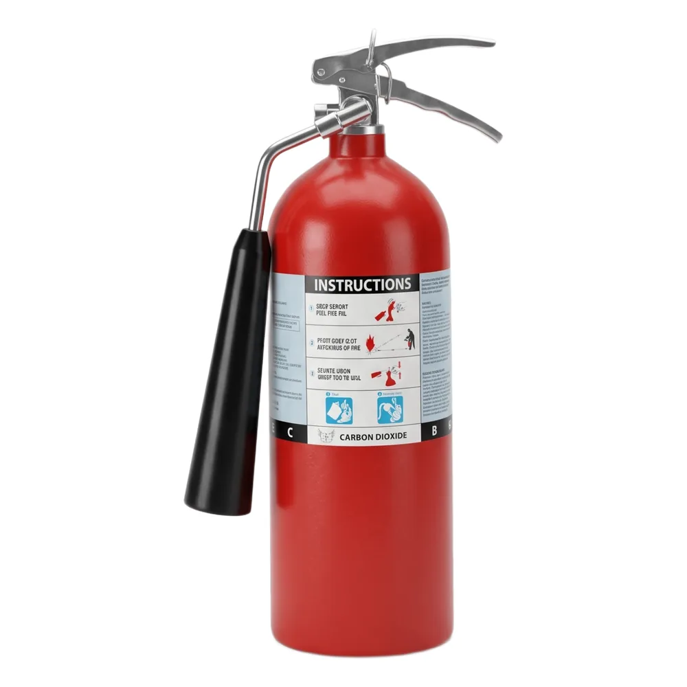 Extintor de dióxido de carbono CO2, para fuegos clase B y C, listado UL, 5LB (2.27 kg).