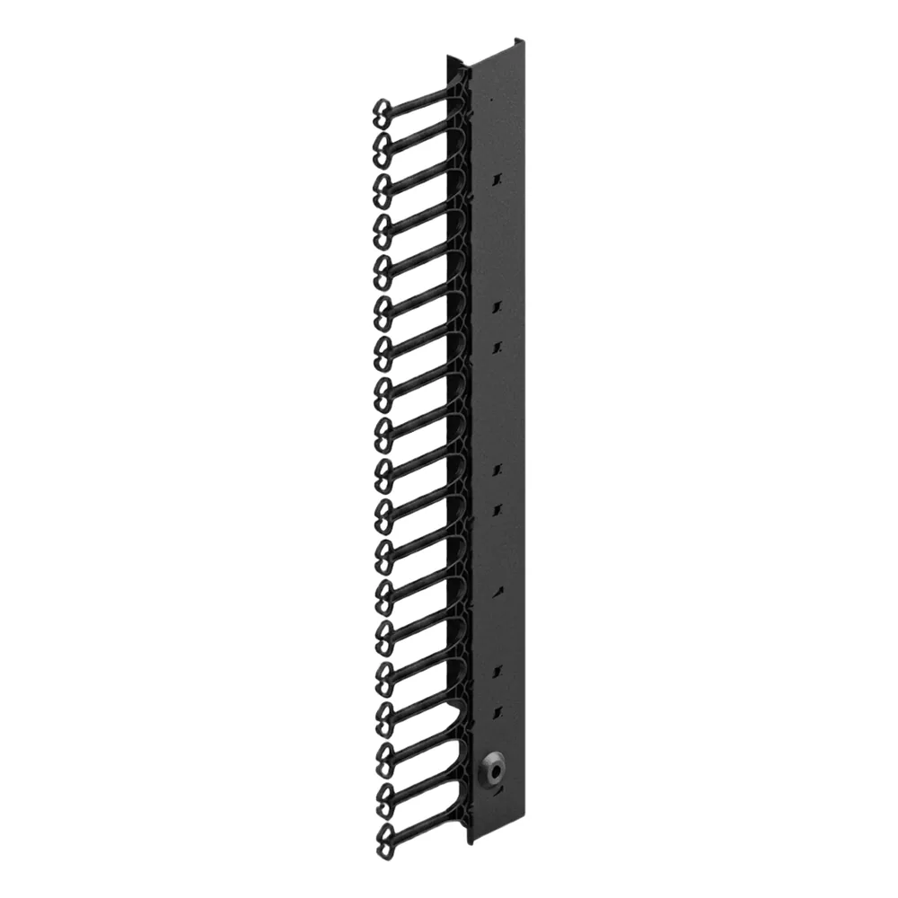 Organizador Vertical de Cables Rack 48 UR / Acero Negro / Sección 95x208 mm / Capacidad 726 Cables / Fijación Flecha 1.75 pulg