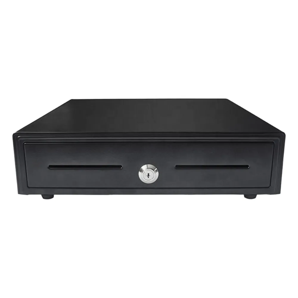 Cajón para Efectivo / Serie EK / Electrónico RJ11 / 5 Billetes + 8 Monedas / Gripper Metálico / Base para ECR / 410 mm