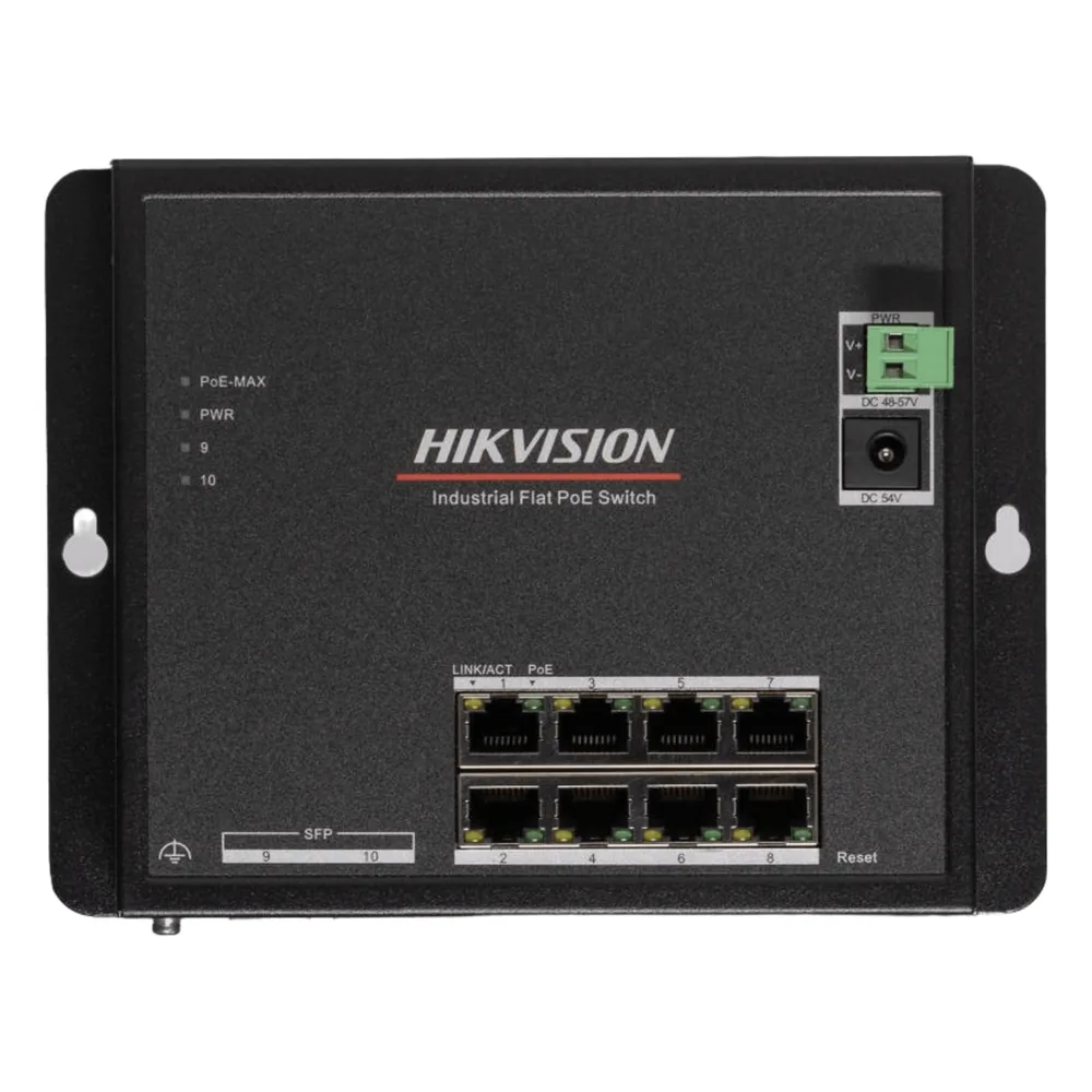 Switch Industrial / Administrable Gigabit / 8 Puertos Gigabit PoE+ (30 W) / 2 Puertos SFP / 240 W Total / 48 a 57 VCD / Ideal para Proyectos / 300 Metros de Distancia
