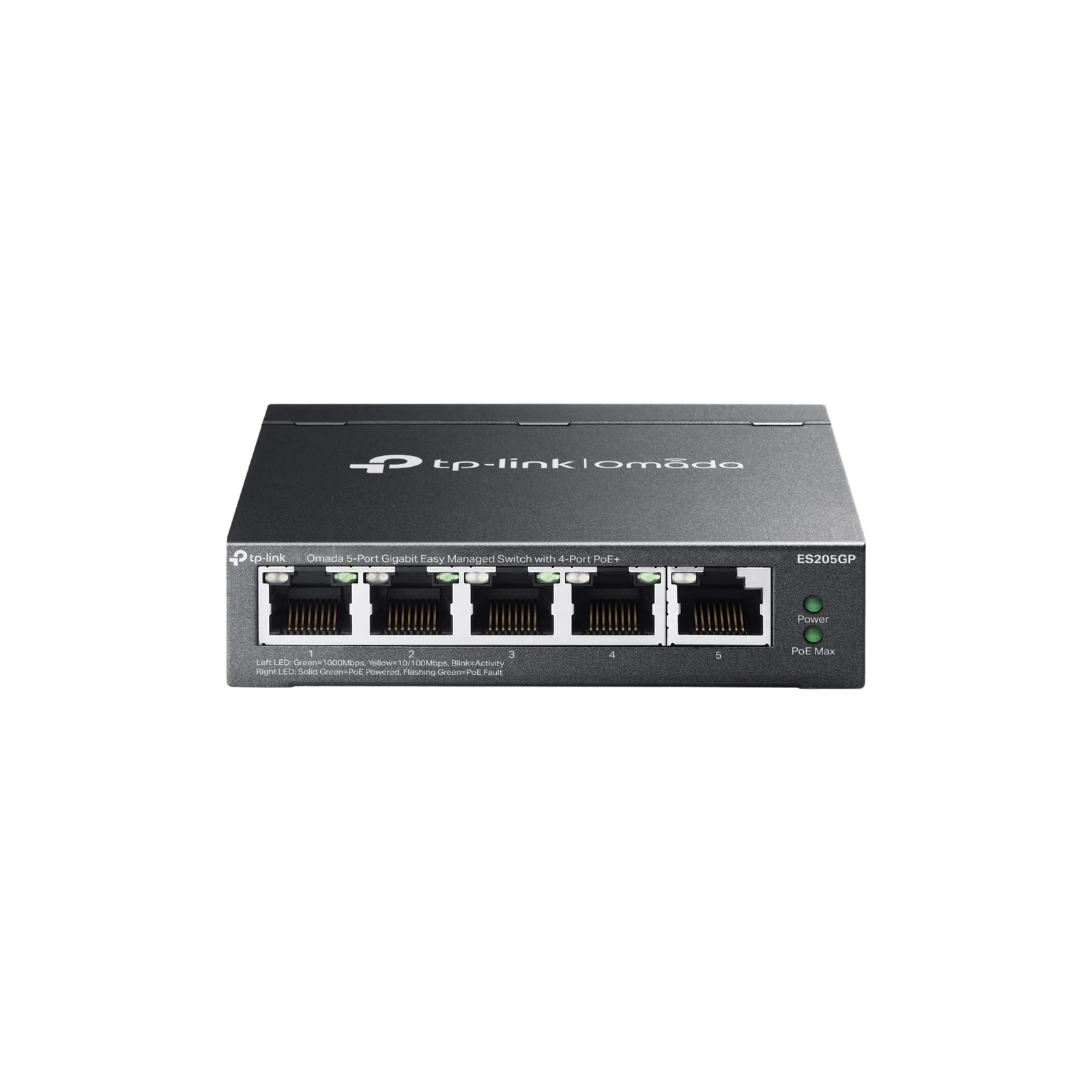 Switch Gestionado 5 Puertos Gigabit / 4 Puertos PoE+ 802.3at/af / 65W Power Budget / Gestión Cloud Omada SDN / Sin Ventiladores / QoS / VLAN