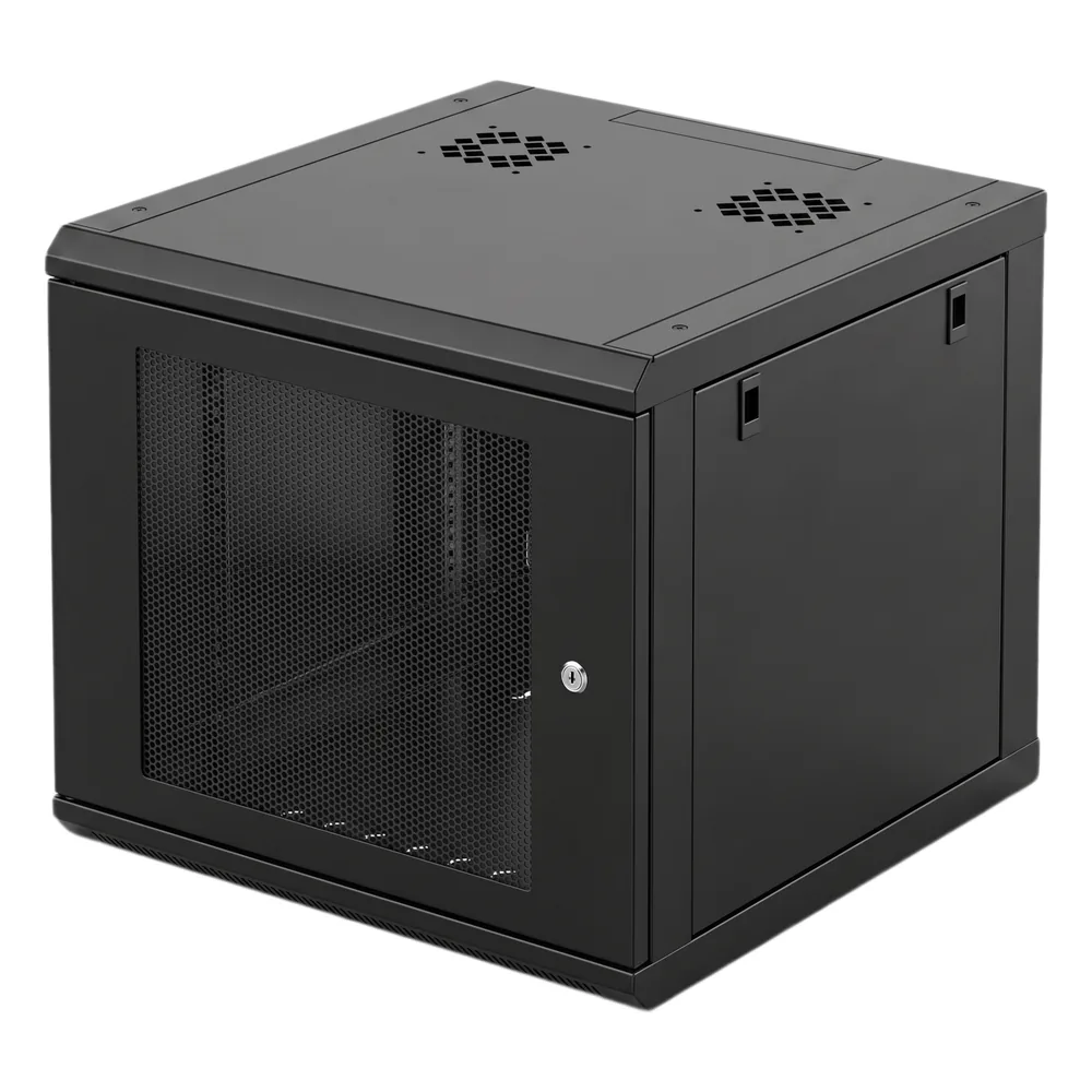 Gabinete Rack 19 Pulgadas / 6 Unidades / Montaje Pared / Ventilado / Acero Calibre 20 / Carga 100 Kg / Dimensiones 372x606x636 mm (14.6x23.9x25.0 in) / Puerta Perforada con Candado