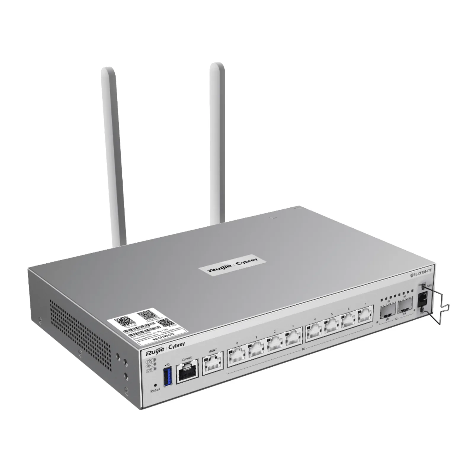 Firewall de Próxima Generación RG-CF10S-LTE / 7 Gbps Throughput / 8 Puertos Gigabit + 2 SFP / LTE Integrado / Gestión Cloud / Protección de Amenazas 500-700 Mbps / IA Integrada / 1 RU Rack / Línea Cybrey