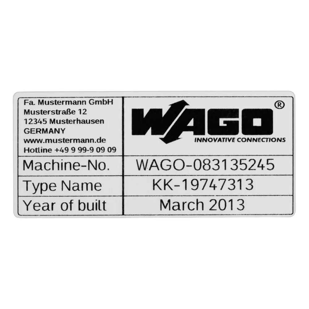 Placa de Identificación / 99 x 44 mm / Poliéster Plateado / Termotransferencia / Adhesivo Permanente / Resistencia UV / 500 Etiquetas por Rollo