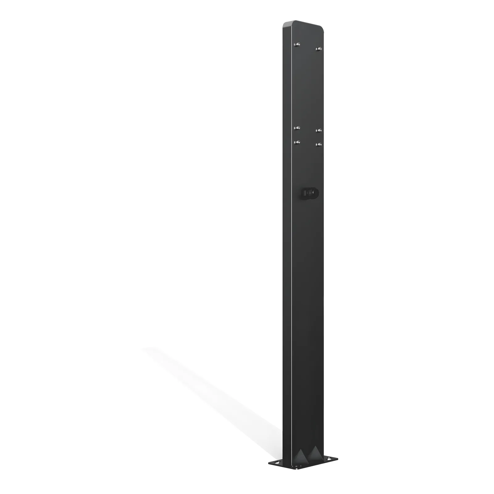 Poste de Piso para Cargador AC / Montaje en Suelo / IP67 IK10 / Dimensiones 1400 x 100 x 40 mm (55 x 4 x 1.6 in) / Temperatura -40°C a 80°C / Peso 5 kg (11 lb)