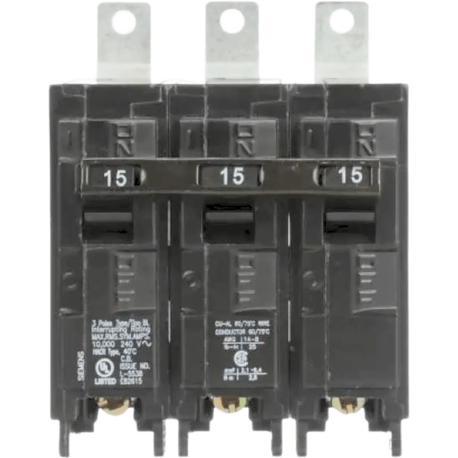Interruptor automático atornillable tipo BL 3 polos, 15 amp.