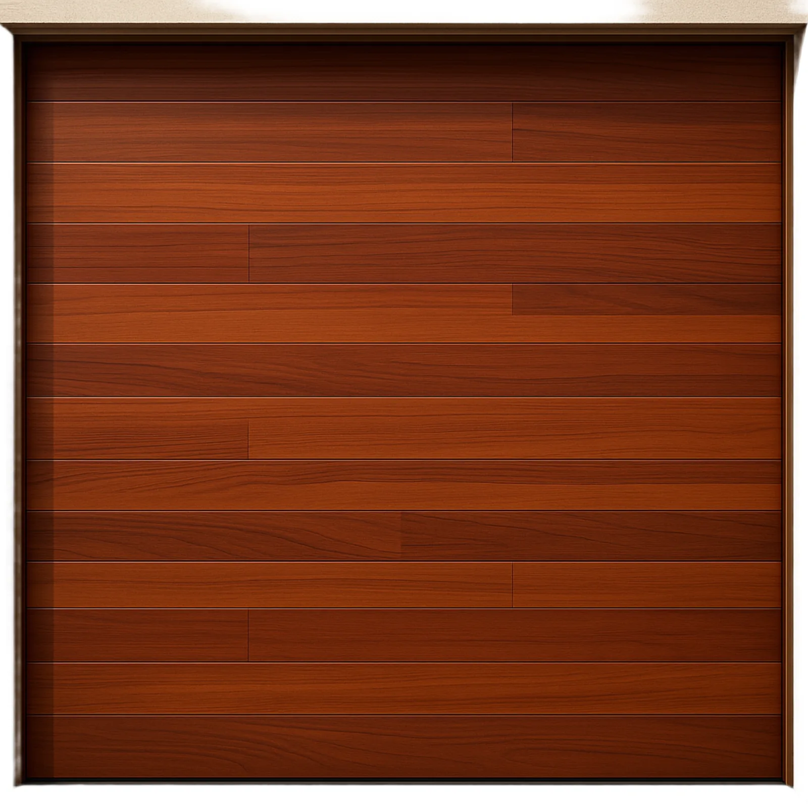 Seccion para puerta de Garage / Acabado laminado PREMIUM / Panel de 18" / Color Cafe / Imitacion Duela / 16 pies Ancho / Estilo Americana.