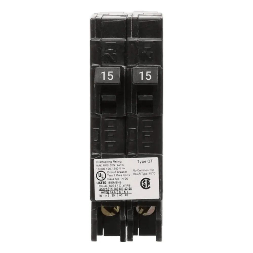Interruptor automático DUPLEX enchufable tipo QT 2 polos, 30-15 amp