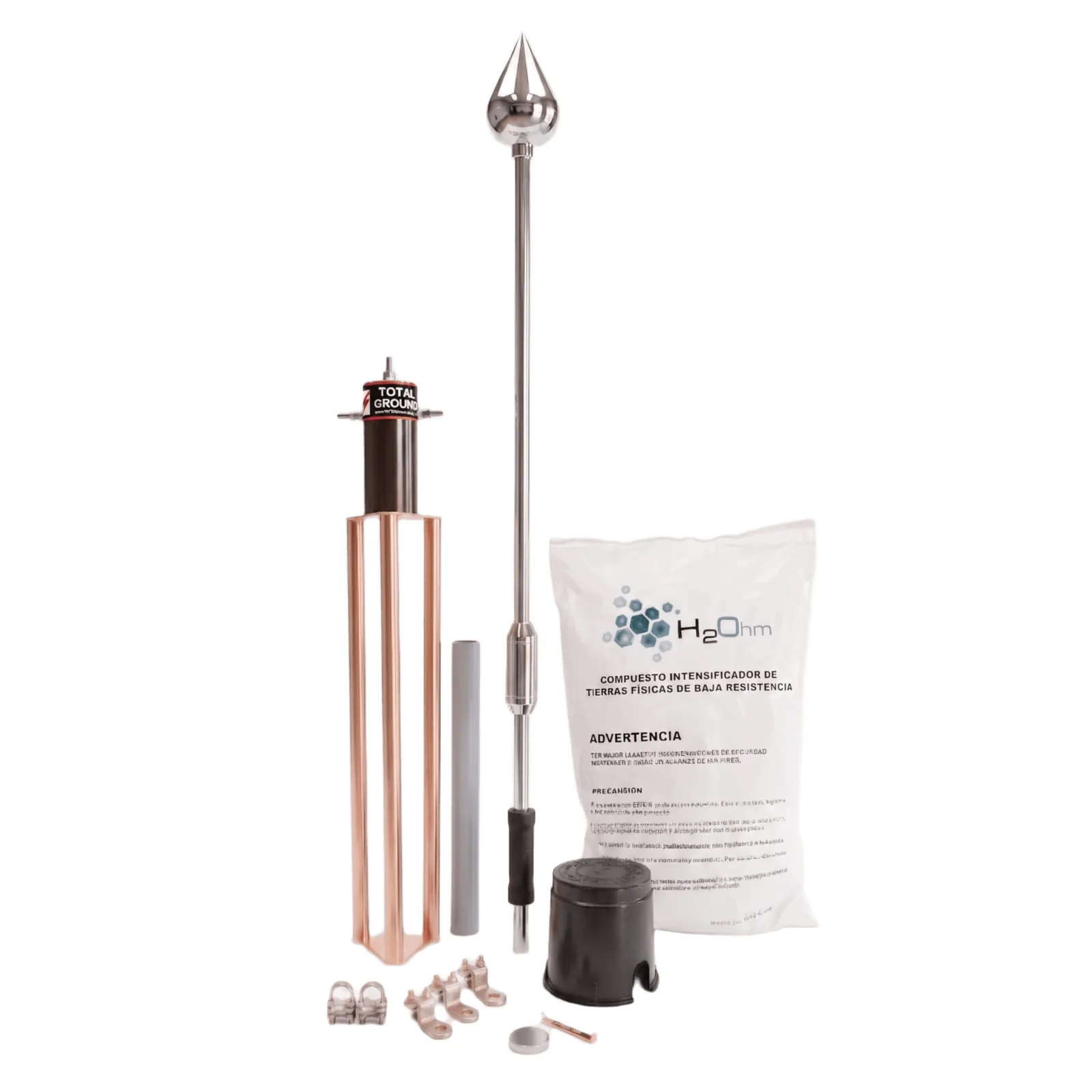 Kit Pararrayo con Punta de Aluminio con Avance de Cebado de 15 m. y Accesorios de Instalación en Torre.