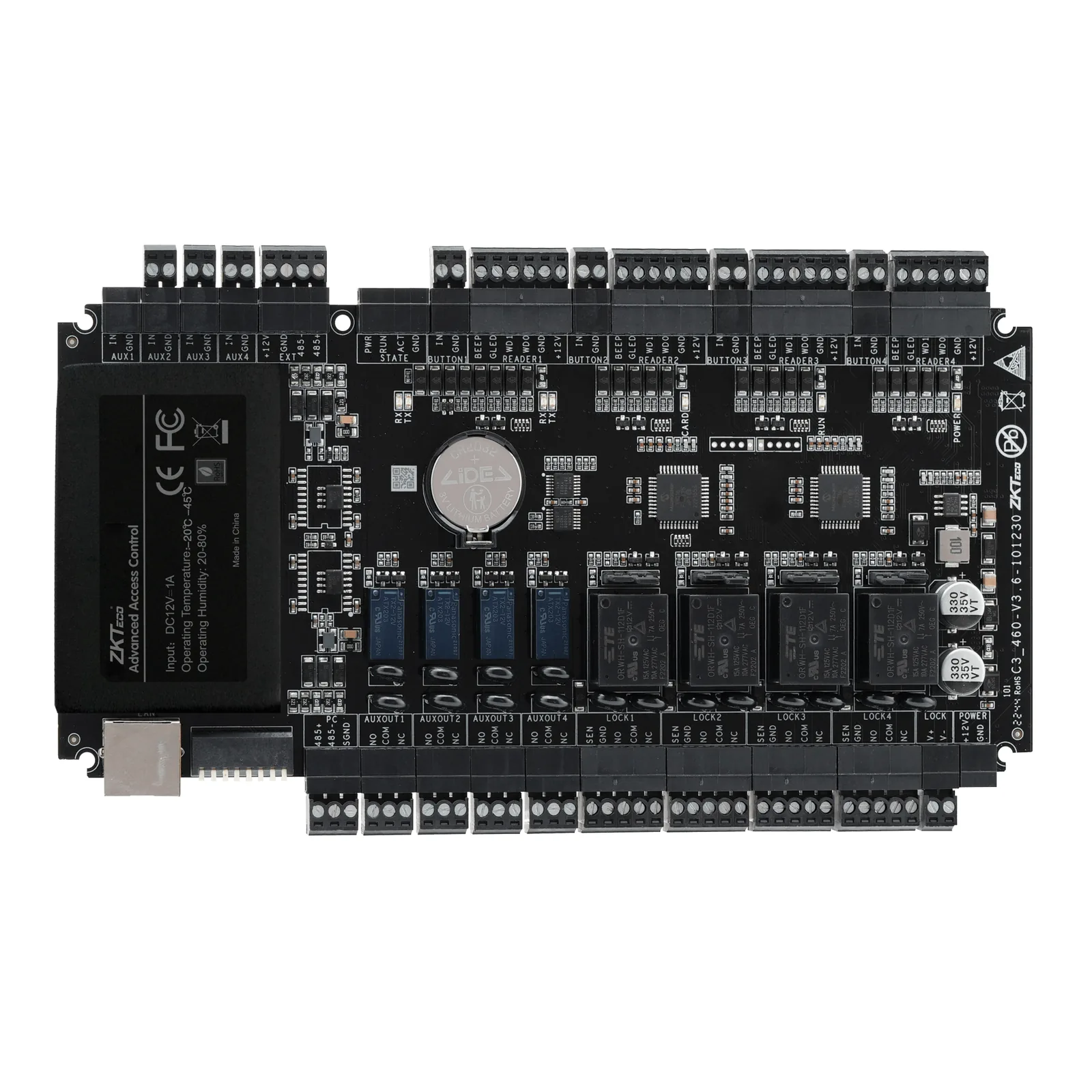 Controlador de Acceso IP / 4 Puertas / Linux Embebido / 100,000 Usuarios / RFID y QR Code Dinámico / RS-485 OSDP 2.1.7 / Wiegand W26/W34/W66 / AES 256-bit / HTTPS TLS1.2