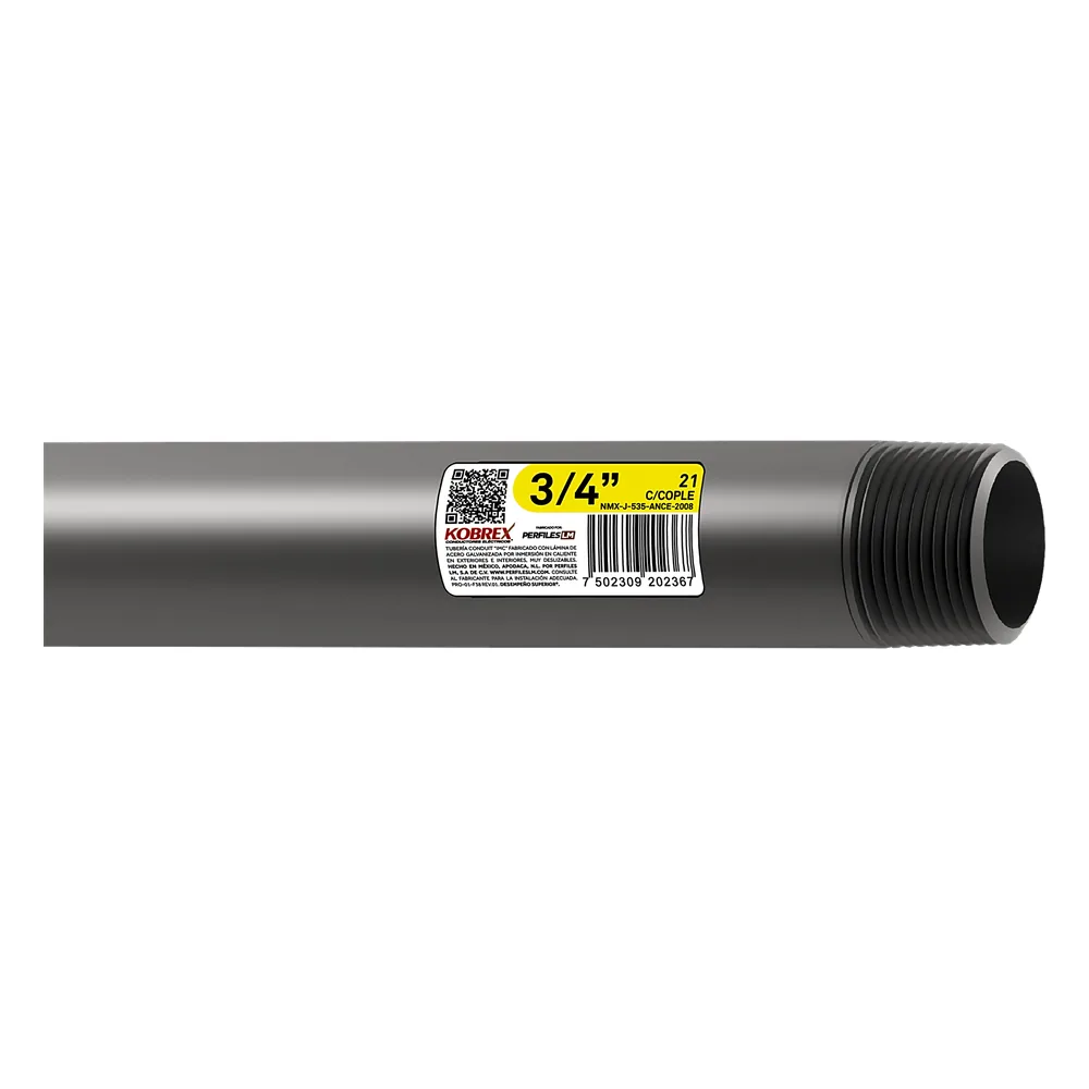 Tubería Conduit Pared Gruesa de Acero Galvanizado de 2 1/2" / Recubrimiento Zinc Interior y Exterior / Inmersión en Caliente / Etiqueta Amarilla/ NMX-J-535-ANCE.
