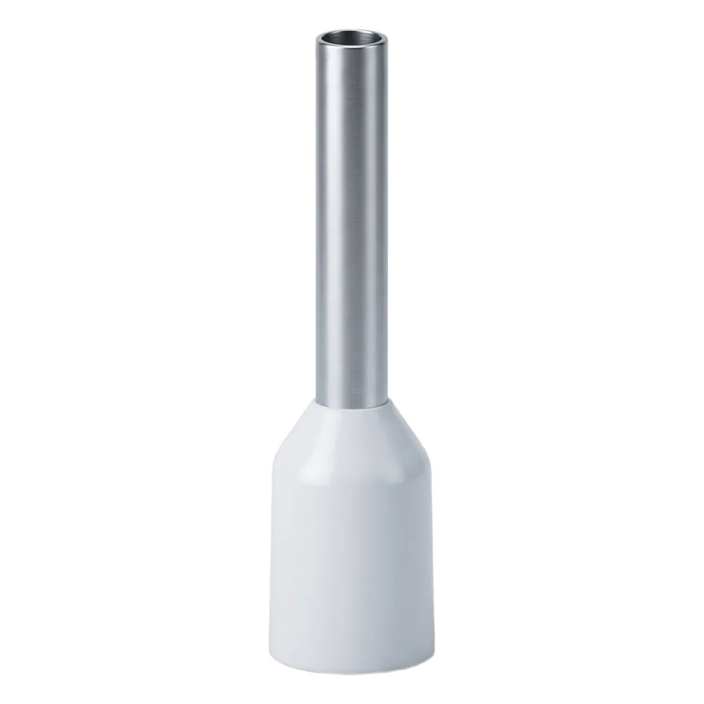 Conector Ferrule | 22AWG | 0.5mm² | Conductor Latón Estañado | Aislamiento PVC Blanco | 25 Piezas por Bolsa