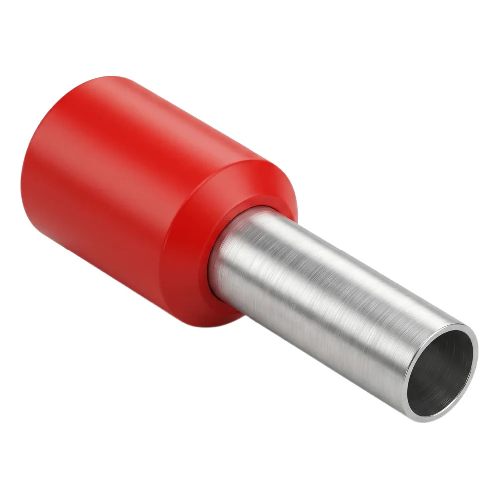 Conector Ferrule | 18AWG | 1.0 mm² | Conductor Latón Estañado | Aislamiento PVC Rojo | 25 Piezas por Bolsa