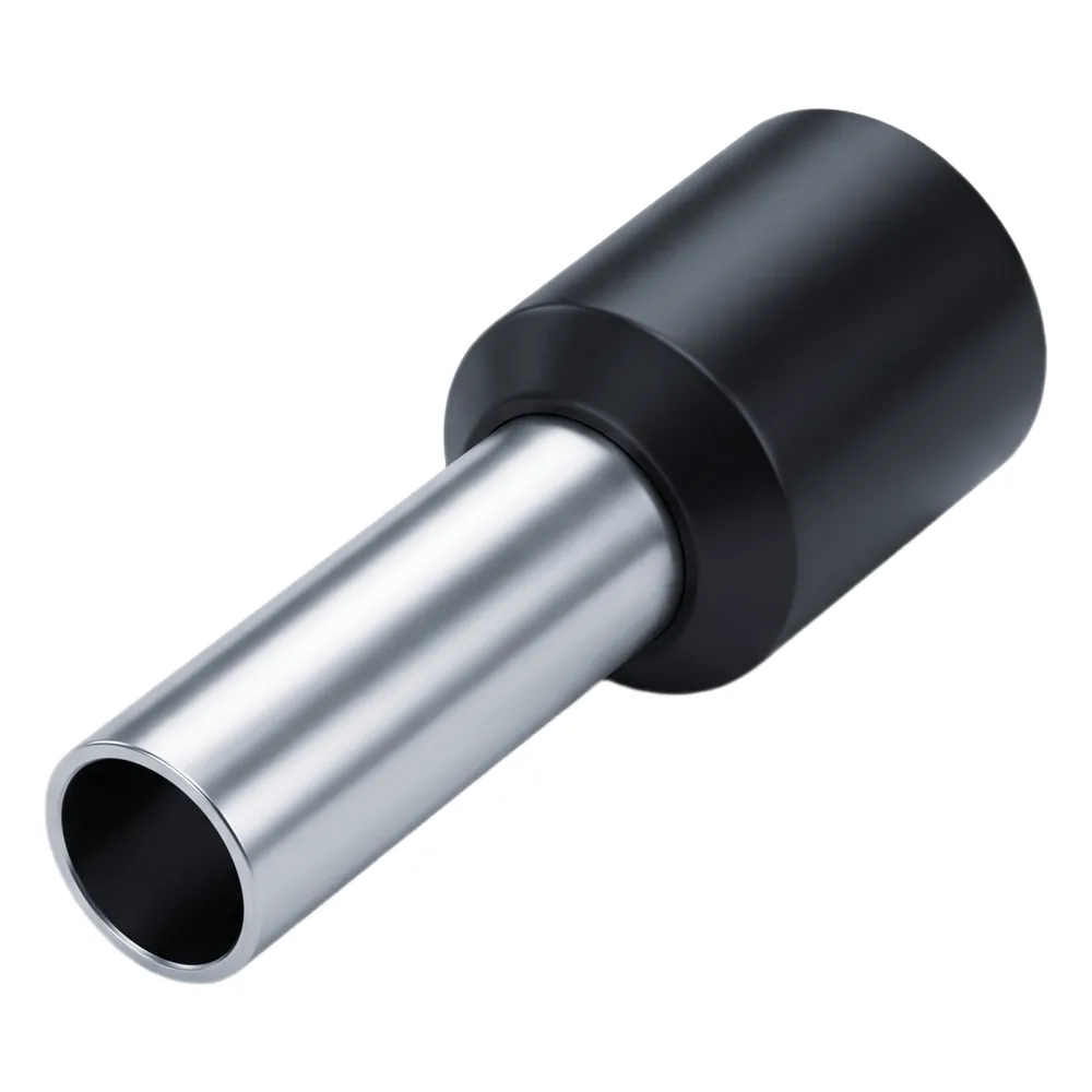 Conector Ferrule | 16AWG | 1.5mm² | Conductor Latón Estañado | Aislamiento PVC Negro / 14.6 mm | 25 Piezas por Bolsa