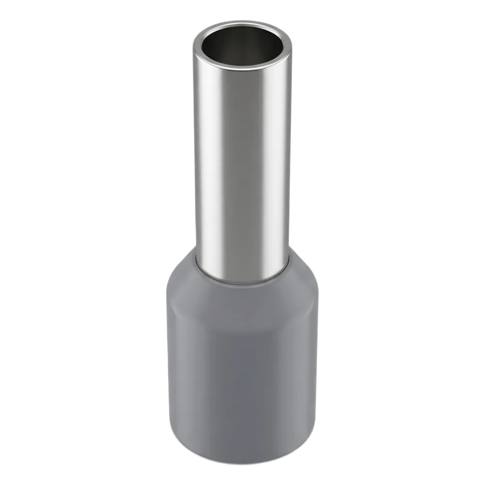 Conector Ferrule | 12AWG | 4mm² | Conductor Latón Estañado | Aislamiento PVC Gris | 25 Piezas por Bolsa