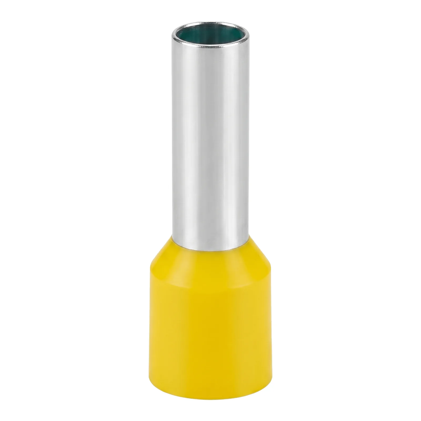 Conector Ferrule | 10AWG | 6mm² | Conductor Latón Estañado | Aislamiento PVC Amarillo | 25 Piezas por Bolsa