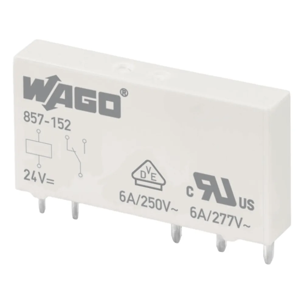 Relé Básico / 24 VCC / 1 Inversor / 6 A / Contacto AgSnO2 / 250 VAC / 5 mm Ancho (0.197 in) / Módulo Enchufable / IP20