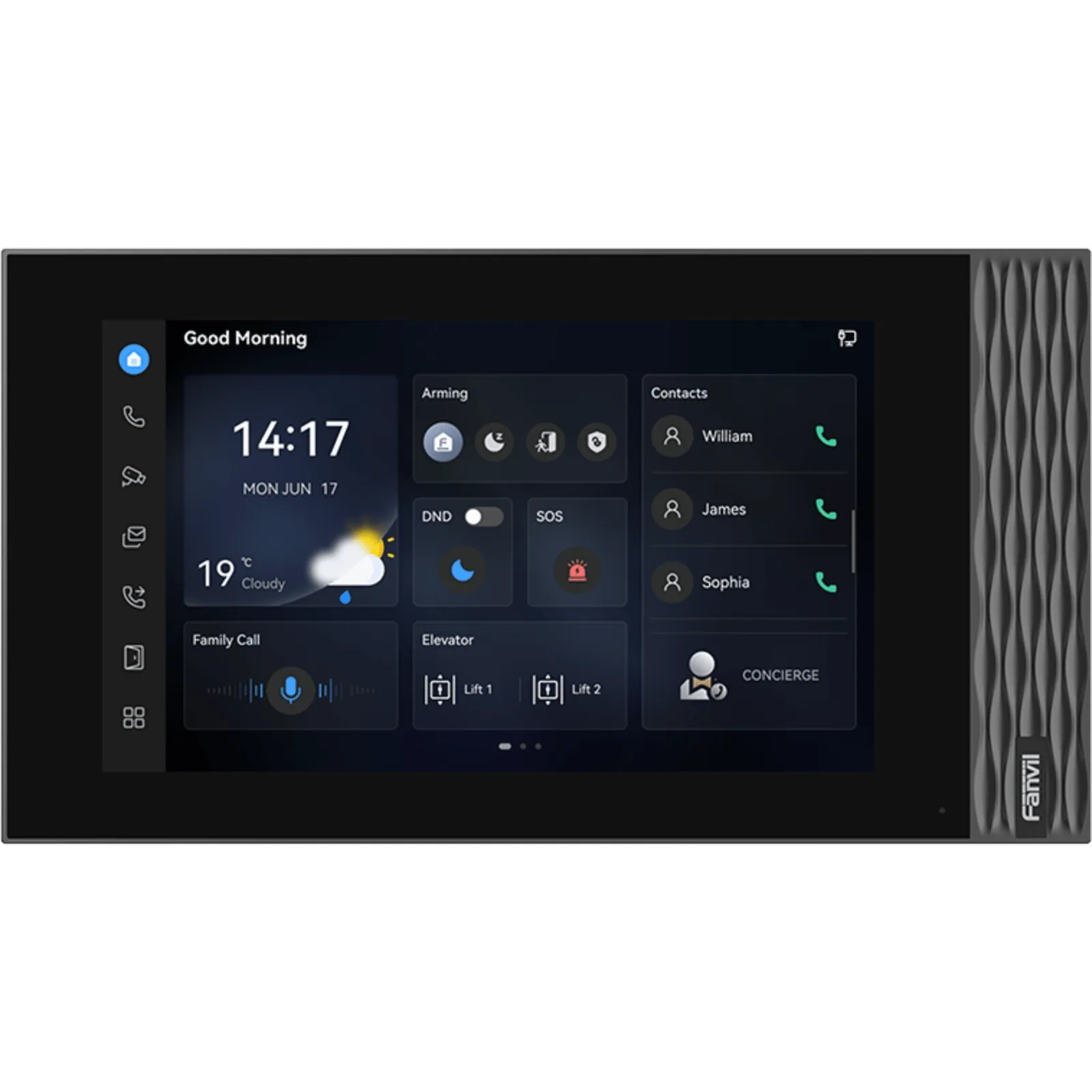 Estación Interior SIP Fanvil i554W / Pantalla Táctil 7" 1024×600 / Wi-Fi 6 / Video 1080p H.265 / 8 Entradas de Alarma / PoE / RS-485