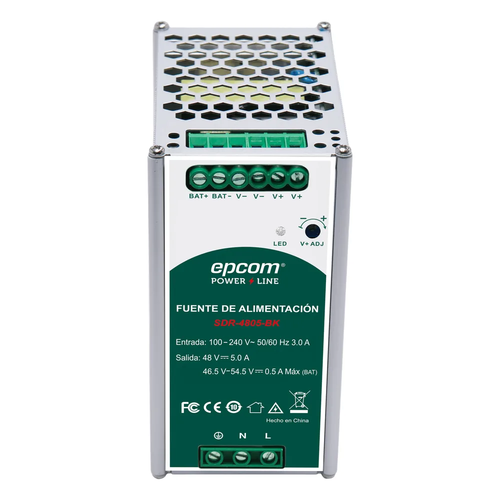 Fuente de Alimentación Industrial | Tipo DIN RIEL | 48 VCC | 5 A | Capacidad de baterías de respaldo