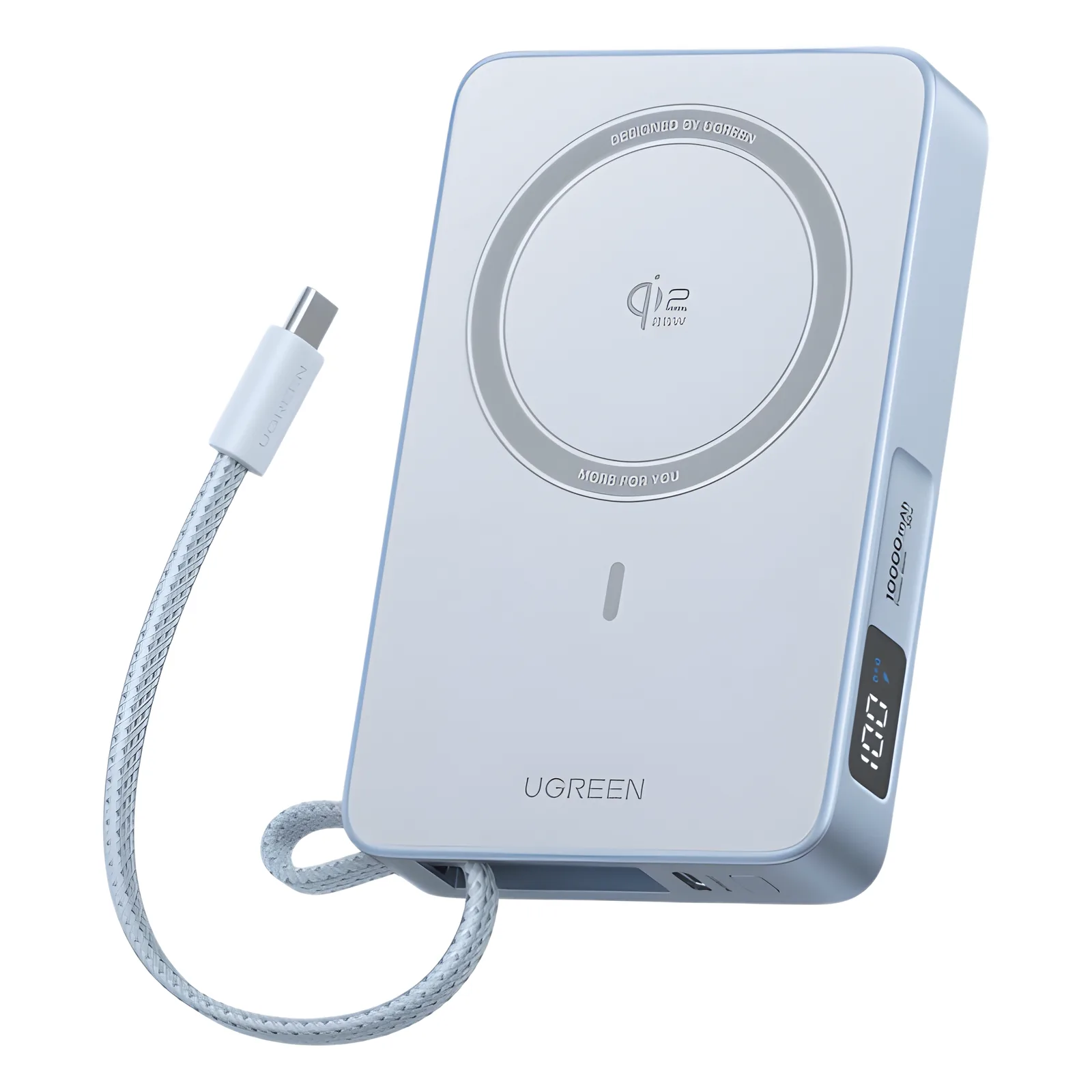 Powerbank Magnético Inalámbrico / 10000 mAh 36 Wh / 30W USB-C PD3.0/PPS/UFCS + Cable Integrado 60W / Carga Inalámbrica 25W Qi2.2 MPP / Magnético 8N / Pantalla LED / 254 g