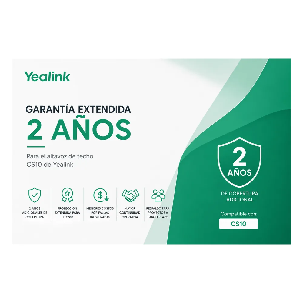 Garantia Extendida de 2 Años para Altavoz de Techo CS10 de Yealink