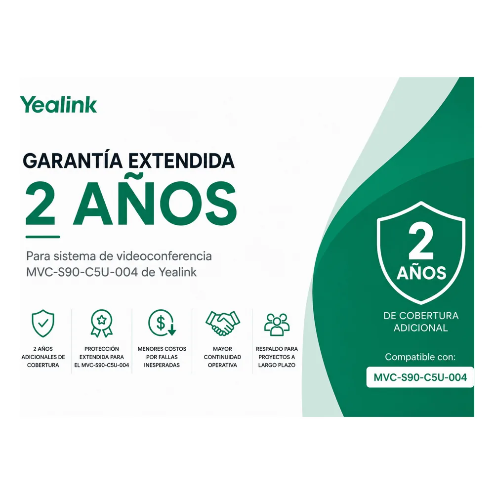 Garantia Extendida para Sistema de Videoconferencia MVC-S90-C5U-004 de Yealink
