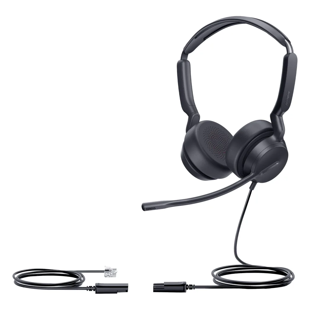 Diadema Analógica Alámbrica YHS36 E2 Dual de Yealink Over-the-Head con Micrófono Antiruido Conexión QD a RJ9 y Protección Auditiva ActiveProtection